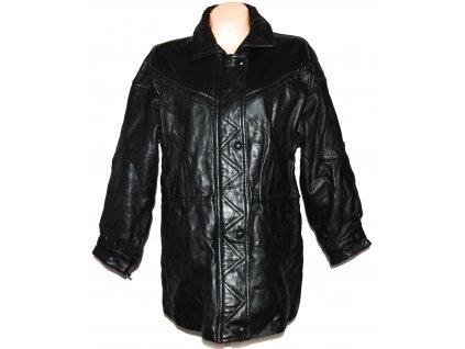 KOŽENÝ dámský černý zateplený kabát na zip XL