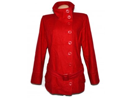 Vlněný dámský červený kabát s páskem NEW LOOK 16/44