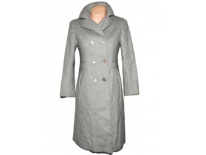 Vlněný (90%) dámský šedý dlouhý kabát Debenhams XS