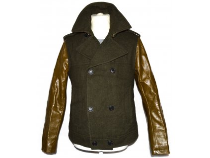 Vlněná pánská khaki zelená bunda na zip H&M S/M