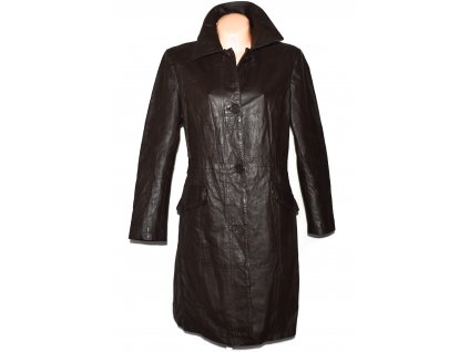 KOŽENÝ dámský hnědý dlouhý kabát Great Coat Company XL