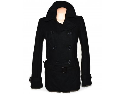 Vlněný dámský černý kabát s páskem Orsay 40