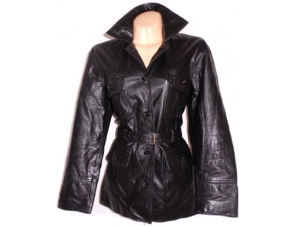 KOŽENÝ dámský černý měkký kabát s páskem XL