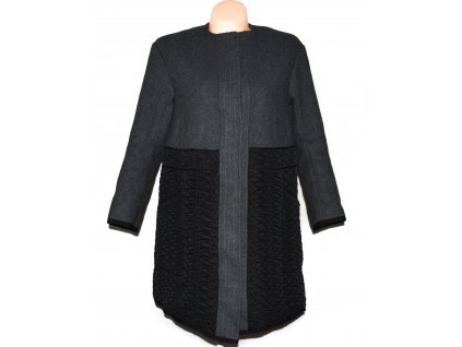 Vlněný dámský šedočerný zateplený kabát H&M 34