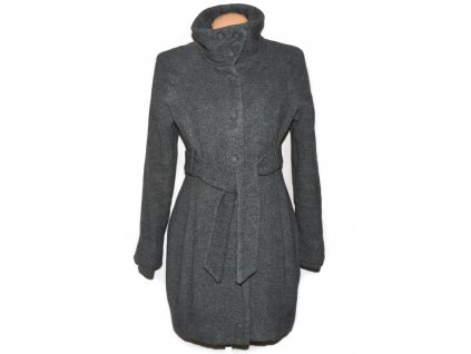 Vlněný dámský šedý kabát s páskem Orsay L