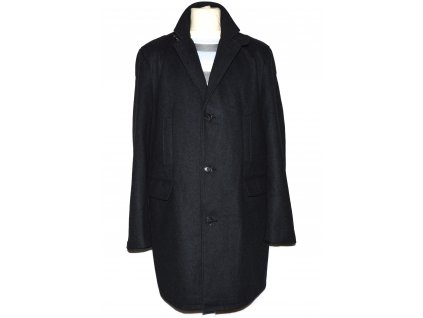 Vlněný (70%) pánský šedočerný kabát Luigi Morini L 2
