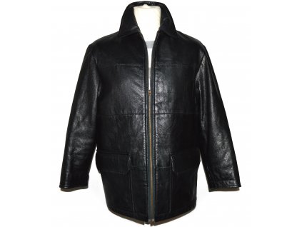 KOŽENÁ pánská černá měkká zateplená bunda na zip Leder Pellicce M