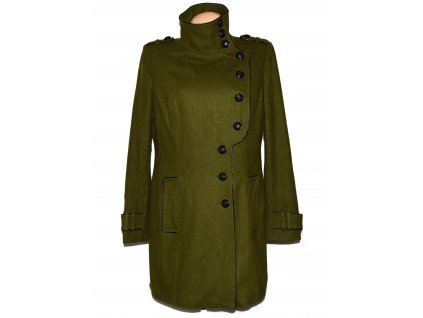 Vlněný (60%) dámský khaki zelený kabát F&F XL/XXL