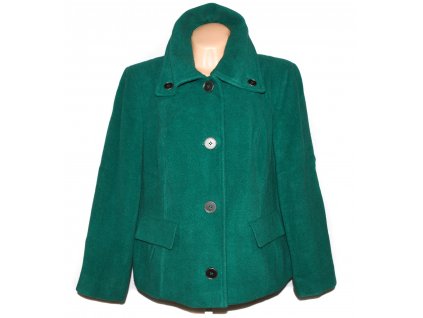 Vlněný (60%) dámský smaragdový kabát Marks&Spencer XXXL