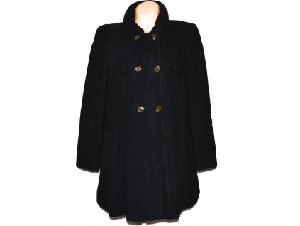 Vlněný (54%) dámský těhotenský černý kabát FUSION 16/44