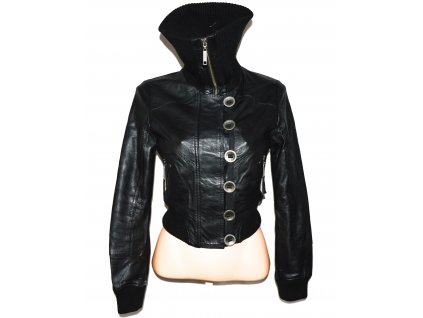KOŽENÁ dámská černá měkká bunda na zip RIVER ISLAND M