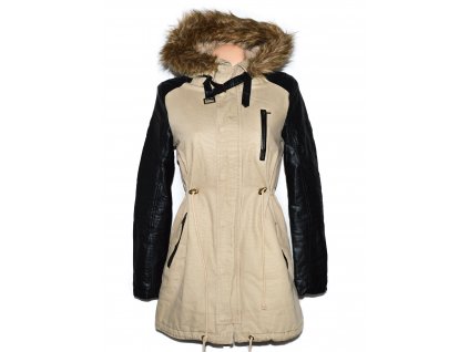 Bavlněná dámská béžová zimní parka s kapucí Fishbone Sister S