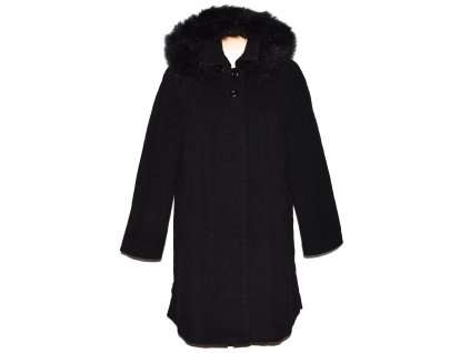 Vlněný dámský černý kabát s kapucí C.Cuba XXL 3