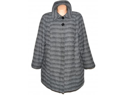 Vlněný dámský šedočerný zateplený kabát HAGA 50