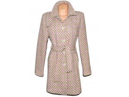 Dámský vzorovaný béžovo-růžový kabát s páskem Reserved L