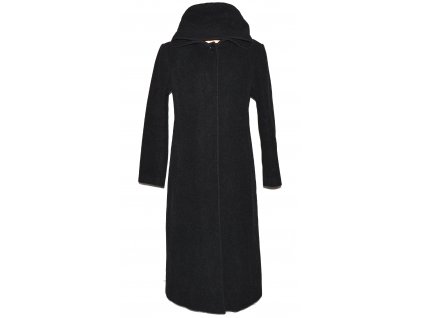 Vlněný (90%) dámský šedočerný dlouhý kabát s kapucí Profashion (vlna, kašmír) 44