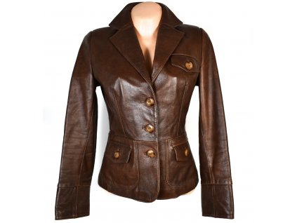 KOŽENÉ dámské hnědé měkké sako Leather wear collection S
