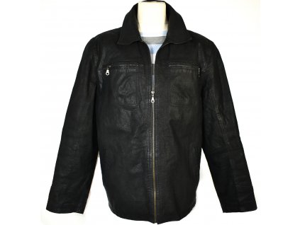 KOŽENÁ pánská černá zateplená bunda na zip Reward XL
