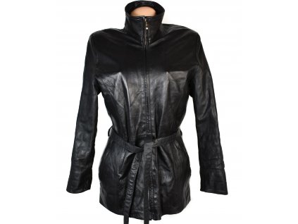 KOŽENÝ dámský černý měkký kabát s páskem CABRINI XL/XXL