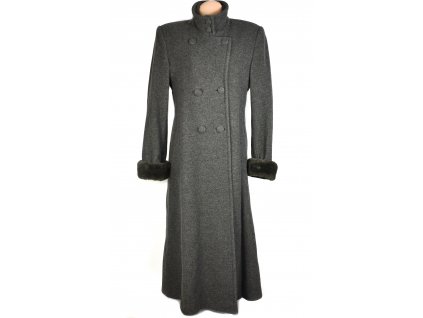 Vlněný (70%) dámský dlouhý šedý kabát MODA MARLENE (vlna, kašmír) 44-46