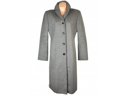 Vlněný (80%) dámský dlouhý šedý kabát Benetton XL