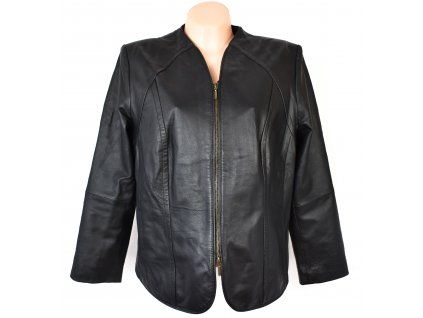 KOŽENÁ dámská černá měkká bunda na zip Fashion Concept XL