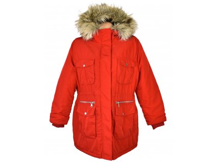 Dámská červená zimní parka s kapucí H&M XL