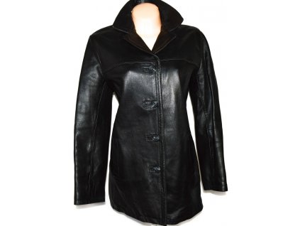 KOŽENÝ dámský černý měkký kabát XL 2