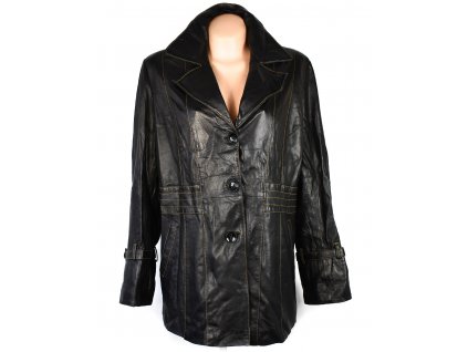KOŽENÝ dámský černý měkký kabát XL/XXL