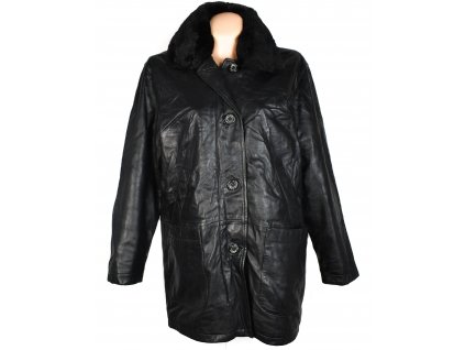 KOŽENÝ dámský černý měkký zateplený kabát Taifun Sportive XXL