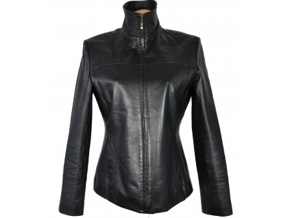 KOŽENÁ dámská černá měkká zateplená bunda na zip Lenmar 42