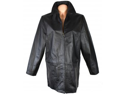 KOŽENÝ dámský černý měkký kabát na zip XL