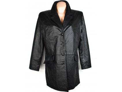 KOŽENÝ dámský černý měkký kabát XL
