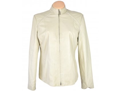 KOŽENÁ dámská smetanová měkká bunda na zip ZENO Leather L 2