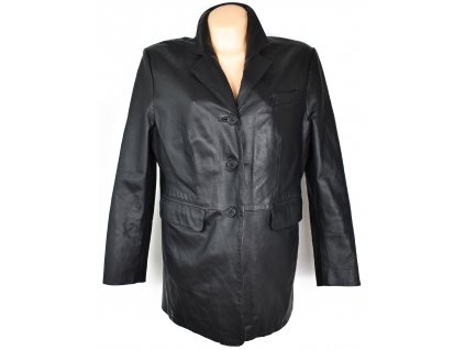 KOŽENÝ dámský černý měkký kabát XL