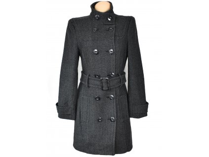 Dámský šedočerný kabát s páskem Reserved L/XL
