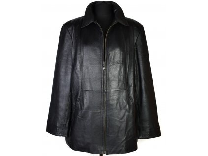 KOŽENÝ dámský černý měkký kabát na zip XXL