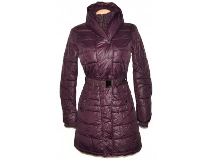 Dámský prošívaný fialový kabát s páskem a límcem Reserved 36