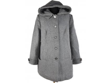Vlněný (70%) dámský šedý zimní kabát Riverine 48