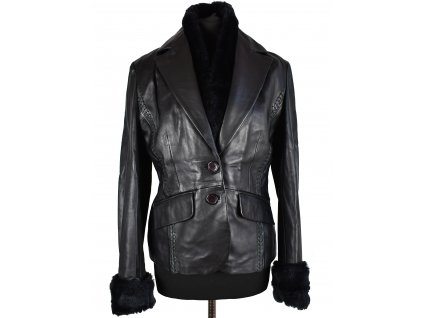 KOŽENÉ dámské černé měkké sako s kožíškem Jobis Luxury M