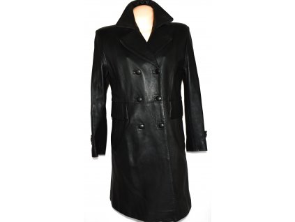 KOŽENÝ dámský měkký černý kabát vel. 42