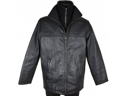 KOŽENÁ pánská černá zateplená bunda na zip Canda 48