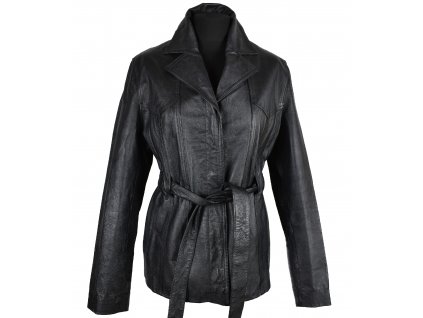 KOŽENÝ dámský černý měkký kabát s páskem  Florence+Fred M, L, XL