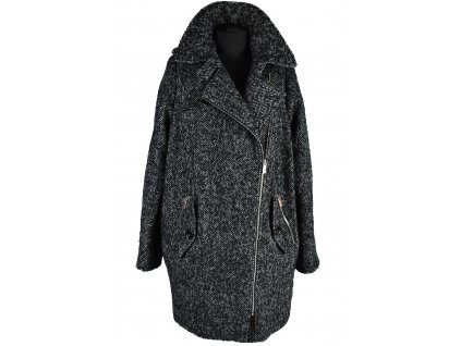 Vlněný (55%) dámský šedočerný kabát - křivák  Lindex M