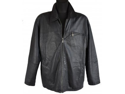 KOŽENÁ pánská černá měkká zateplená bunda na zip Canda XL