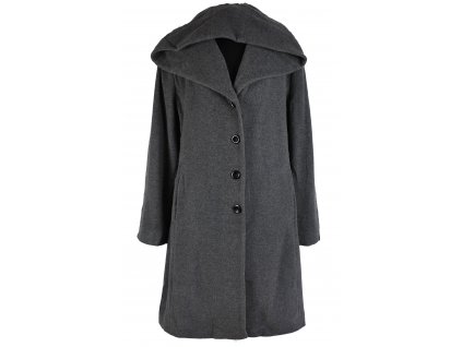 Vlněný (80%) dámský šedý kabát s kapucí MILO 18/44