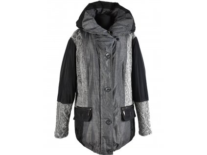 Dámský šedý zimní prošívaný kabát na zip Canda 48
