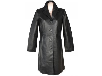 KOŽENÝ dámský černý měkký dlouhý kabát JCC Collection M, L