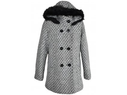 Vlněný (70%) dámský šedý kabát s kapucí Romat Collection XL
