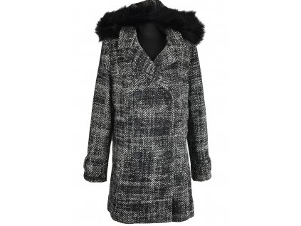 Vlněný (75%) dámský melírovaný kabát s kapucí Beneš 42